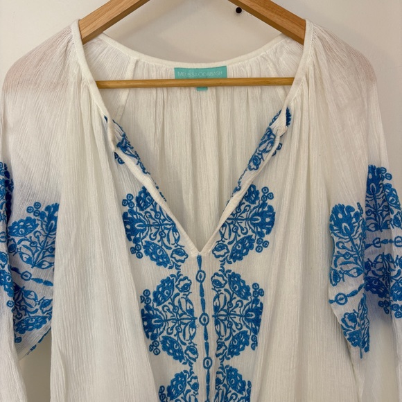 Melissa Odabash Ellie Embroidered Long Sleeves Belted Midi Dress - Picture 5 of 12